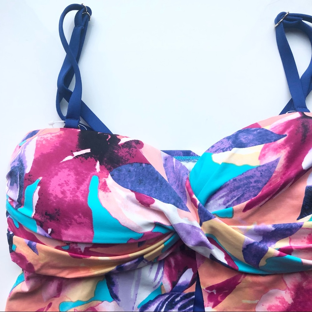 NEW 24th & Ocean Women’s swim top in pink/blue -size small - Picture 4 of 9